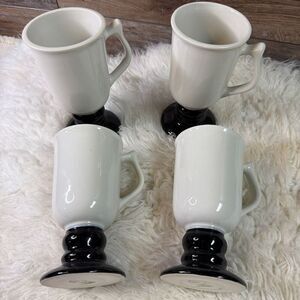 4 Vintage Hall Pottery Irish Coffee Mugs set of Pedestal Footed Mugs Hot Tea